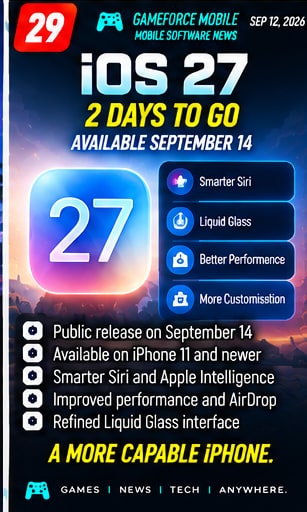 iOS 27 is now two days from public release - Gameforce Mobile news hero image