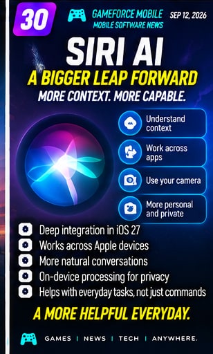 Siri AI becomes Apple's biggest iOS 27 strategic bet - Gameforce Mobile news hero image
