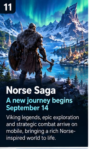Norse Saga prepares to join the September mobile calendar tomorrow - Gameforce Mobile news hero image