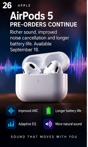 AirPods 5 pre-orders continue ahead of September 18 availability - Gameforce Mobile news hero image