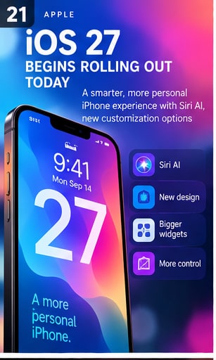 iOS 27 begins rolling out today with long-awaited Siri AI beta - Gameforce Mobile news hero image