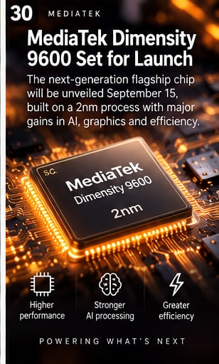 MediaTek prepares 2nm Dimensity 9600 launch for September 15 - Gameforce Mobile news hero image