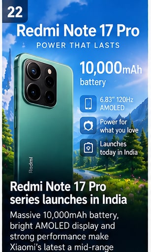 Redmi Note 17 Pro series launches in India with battery life as its headline weapon - Gameforce Mobile news hero image