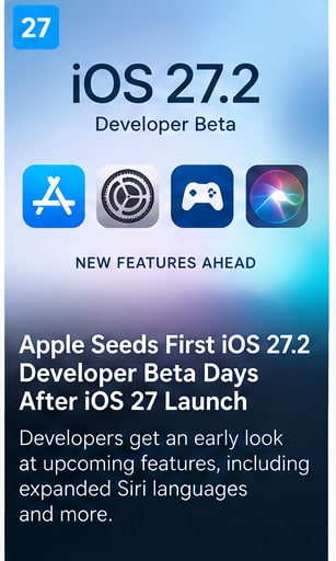 Apple Seeds First iOS 27.2 Developer Beta Days After iOS 27 Launch - Gameforce Mobile news hero image