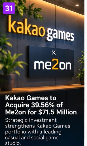 Kakao Games Moves to Acquire 39.56% of Me2on for $71.5 Million - Gameforce Mobile news hero image