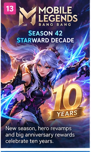 Mobile Legends: Bang Bang Season 42 Marks the Game's Tenth Anniversary - Gameforce Mobile news hero image