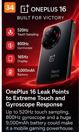 OnePlus 16 Leak Points to Extreme Touch and Gyroscope Response - Gameforce Mobile news hero image