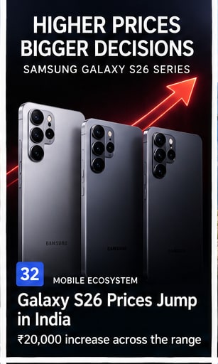 Samsung Galaxy S26 Prices Jump Sharply in India - Gameforce Mobile news hero image