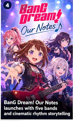 BanG Dream! Our Notes launches with five bands and cinematic rhythm storytelling