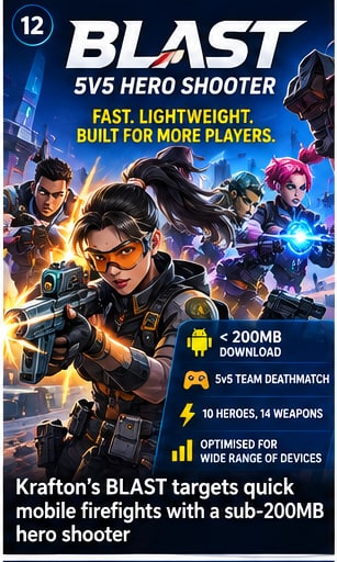 Krafton's BLAST targets quick mobile firefights with a sub-200MB hero shooter - Gameforce Mobile news hero image