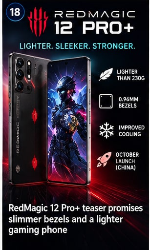 RedMagic 12 Pro+ teaser promises slimmer bezels and a lighter gaming phone - Gameforce Mobile news hero image