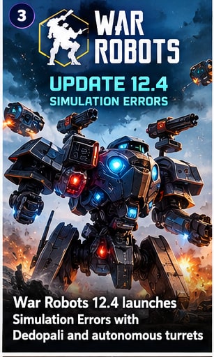War Robots 12.4 launches Simulation Errors with Dedopali and autonomous turrets - Gameforce Mobile news hero image