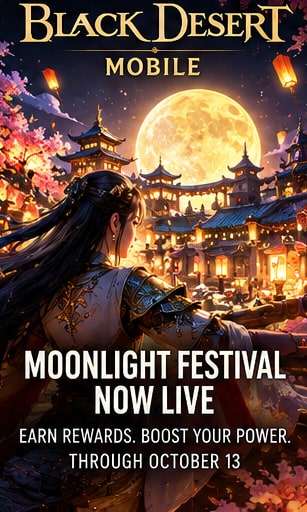 Black Desert Mobile lights up the Moonlight Festival through October 13 - Gameforce Mobile news hero image