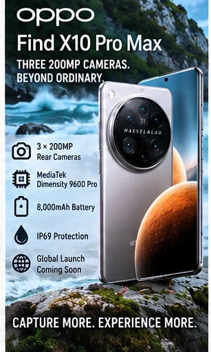 Oppo Find X10 Pro Max goes gloriously overboard with three 200MP rear cameras - Gameforce Mobile news hero image