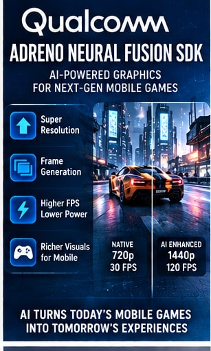 Qualcomm opens Adreno Neural Fusion SDK to make AI-generated pixels part of everyday mobile gaming - Gameforce Mobile news hero image