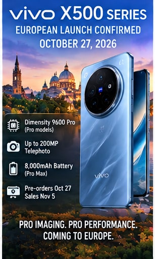 Vivo X500 series gets an October 27 European launch date after its China debut - Gameforce Mobile news hero image