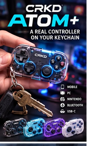 CRKD Shrinks a Proper Controller Onto Your Keychain With the ATOM+ - Gameforce Mobile news hero image