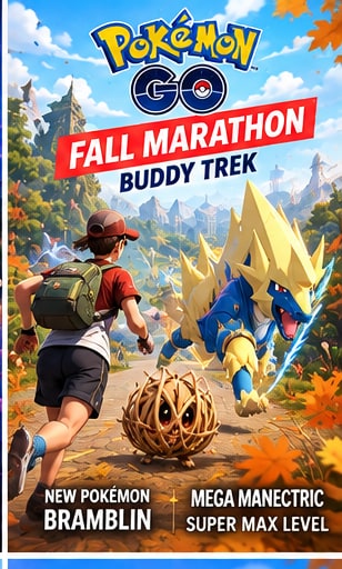 Pokémon GO's Fall Marathon Will Debut Bramblin and Push Mega Manectric Beyond Mega - Gameforce Mobile news hero image