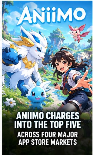 Aniimo Charges Into the Top Five Across Four Major App Store Markets - Gameforce Mobile news hero image