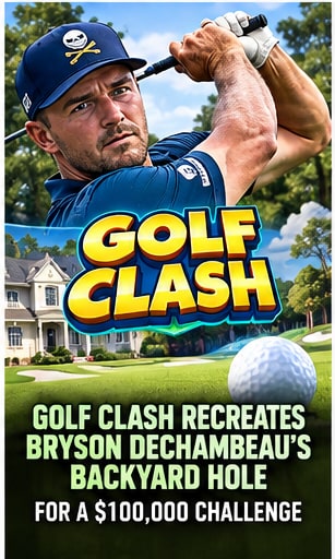 Golf Clash Recreates Bryson DeChambeau's Backyard Hole for a $100,000 Challenge - Gameforce Mobile news hero image