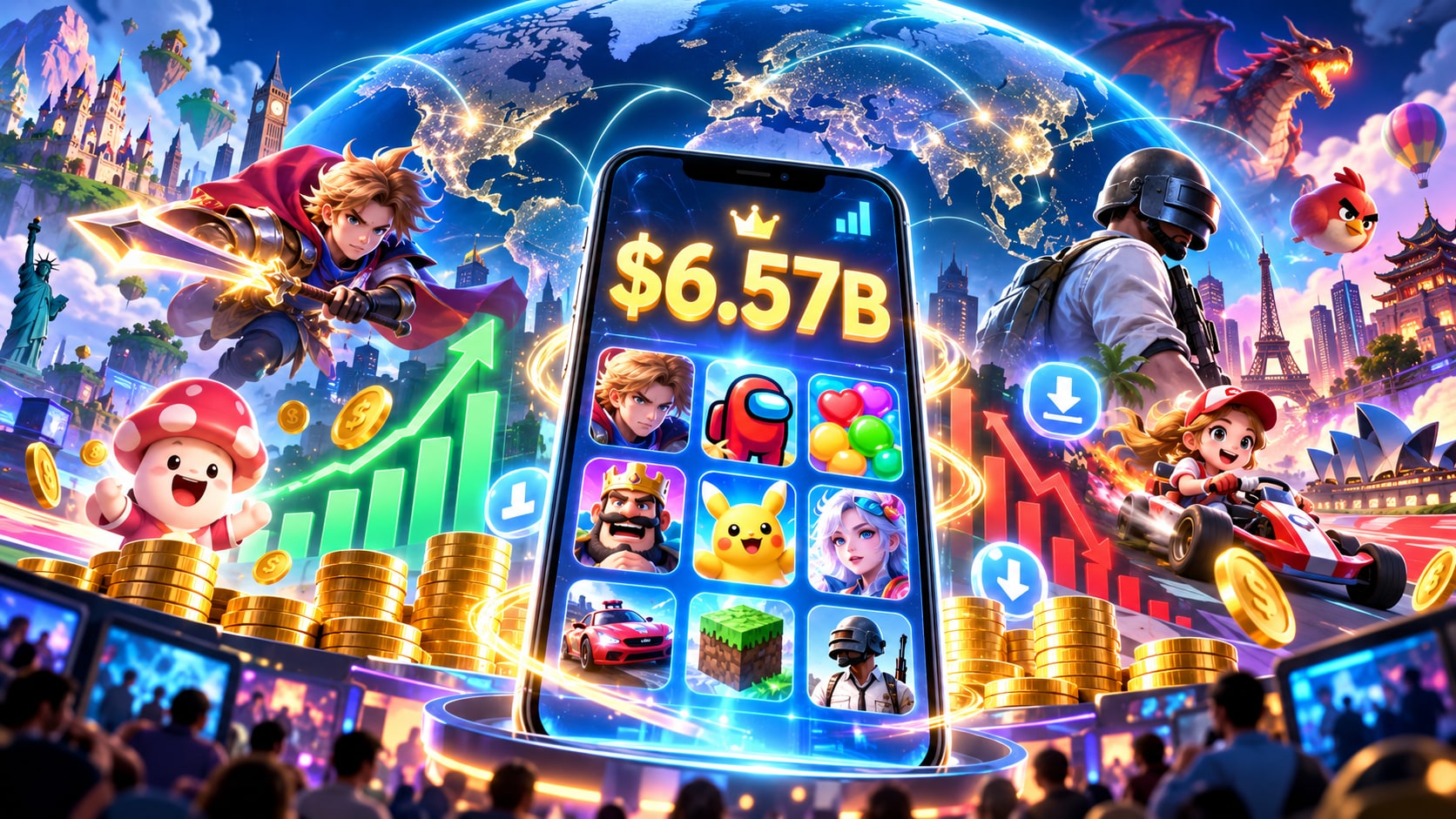 Mobile gaming industry consumer spending generating $6.57 billion in August 2026 led by Honor of Kings