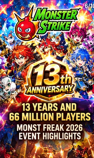 Monster Strike 13th anniversary celebration celebrating 66 million players worldwide at MONST FREAK 2026