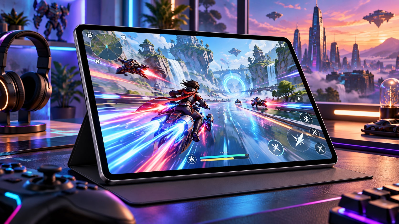 Honor MagicPad 4 12.1-inch 165Hz Android gaming tablet displaying high-speed racing action