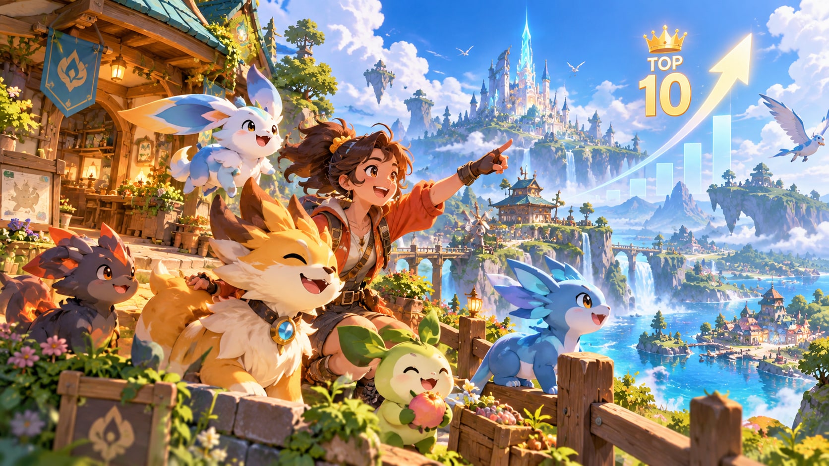 Lumi Master cozy creature-collecting mobile RPG sanctuary with cute fantasy beasts and Top 10 ranking badge