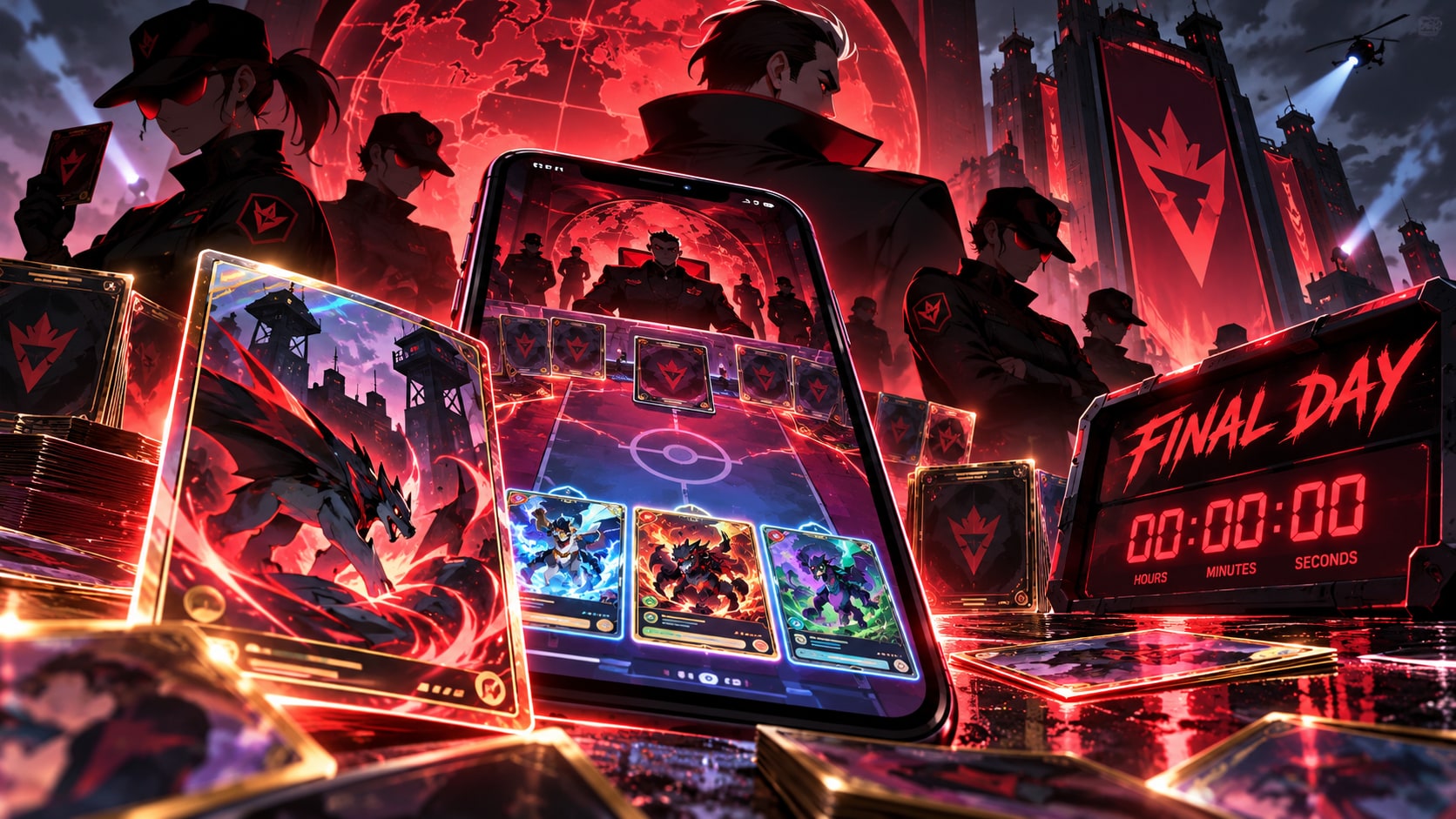 Pokemon TCG Pocket Team Rocket Special Assignments event final day countdown with battle arena on phone