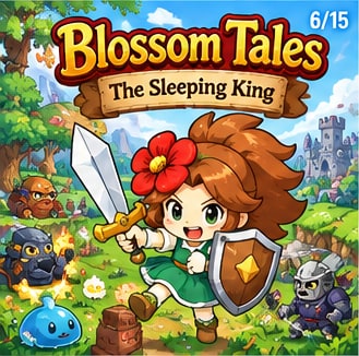 Heroine Lily wielding sword and shield against woodland monsters in Blossom Tales: The Sleeping King on mobile