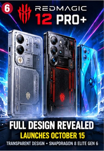 RedMagic 12 Pro+ gaming phone in transparent design showing flush camera module and internal cooling hardware