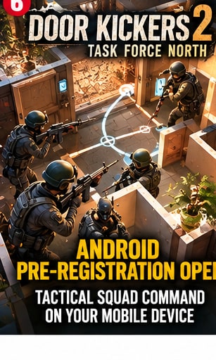 Door Kickers 2 Task Force North tactical SWAT squad breach planning view for Android pre-registration