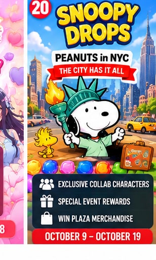 Snoopy dressed as Statue of Liberty with Woodstock and yellow cabs in PEANUTS in NYC Snoopy Drops PLAZA collaboration
