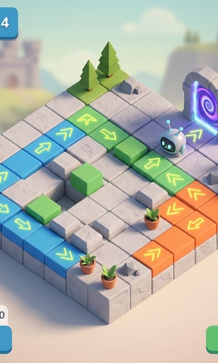 Tangle Out Color Maze vibrant directional logic puzzle grid with colorful arrows and maze routes