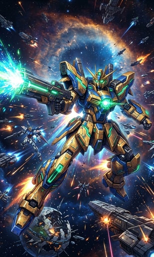 SD Gundam G Generation Eternal giant space mecha suit illustration representing Google Play top grossing revenue rankings in Japan