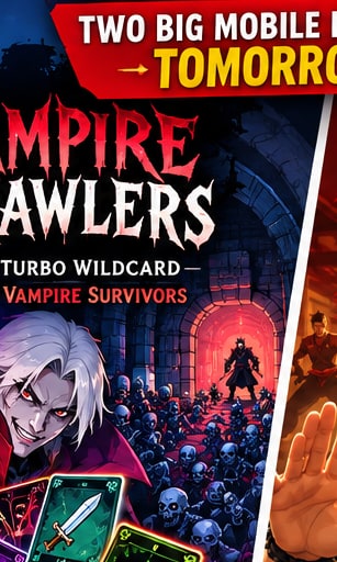 Vampire Crawlers Turbo Wildcard teaser artwork featuring vampire lord casting battle cards before dungeon monsters