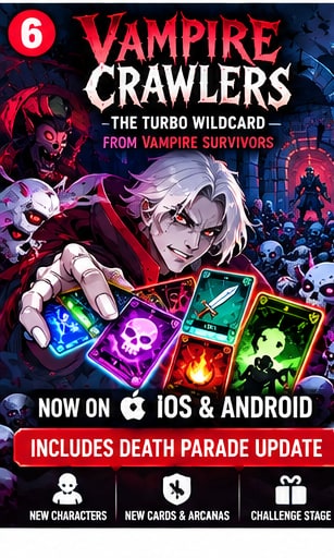 Vampire Crawlers: The Turbo Wildcard key art featuring vampire sorcerer with magical combat cards
