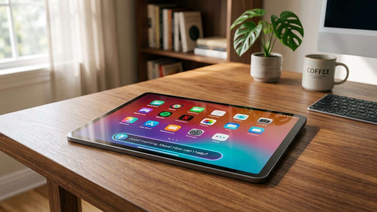 Modern Alexa Android tablet with vibrant touchscreen displaying gaming applications and Google Play interface on wooden desk