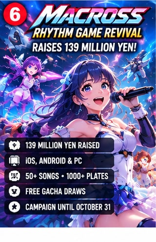 Uta Macross Smartphone De Culture revival campaign illustration celebrating 139 million yen crowdfunding success
