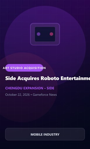 Side acquisition of Roboto Entertainment visual showing game concept art production studio in Chengdu China