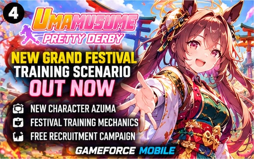 Umamusume Pretty Derby artwork celebrating the new Shikishun Grand Festival scenario and new character Azuma