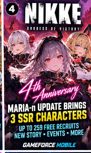 NIKKE Fourth Anniversary Brings MARIA-n Story, Three SSR Characters and Up to 259 Free Recruitment Opportunities