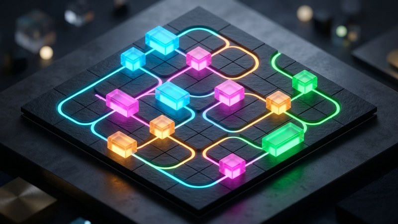 Color Away Tap Block Puzzle minimalist 3D geometric sliding block game concept visual