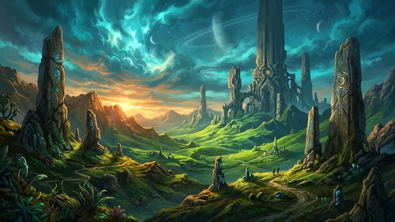 Planet of Lana II Children of the Leaf hand-painted sci-fi alien landscape concept art